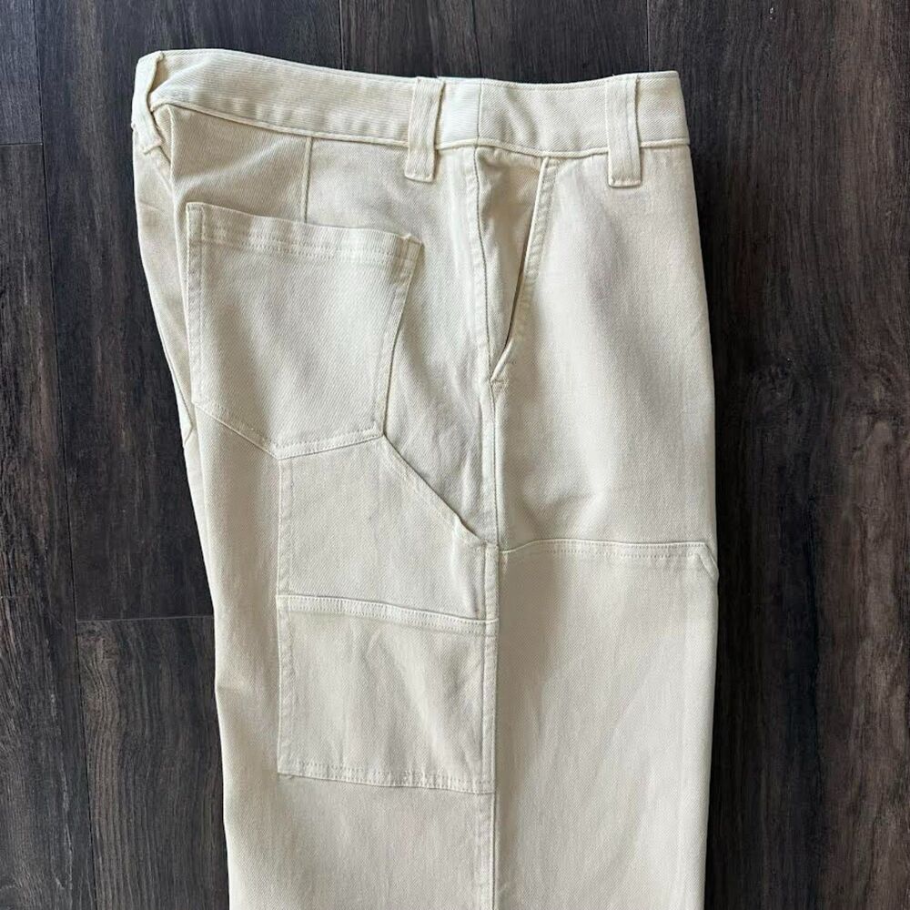 NWT BP Beige Carpenter Pants Cargo Double Knee Cream Wide Leg Women's Size 10 - Picture 5 of 9